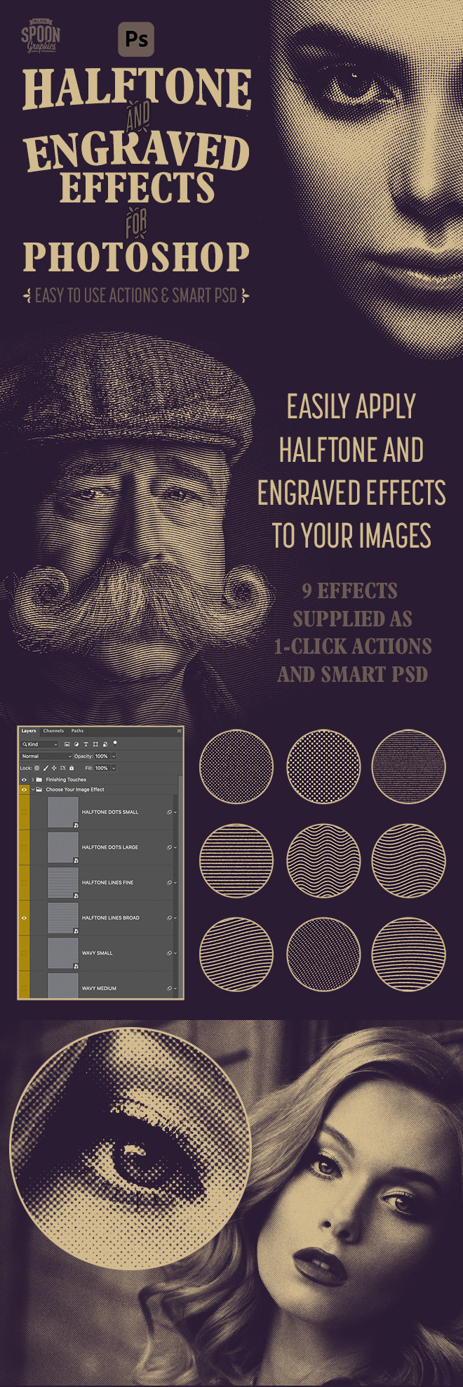 Photoshop Halftone & Engraved Effects for Premium Members